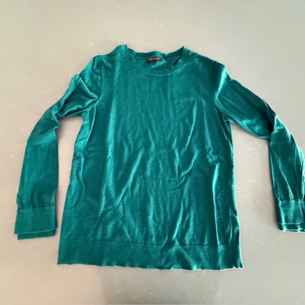 Banana Republic Washable Merino Wool Crew Neck Sweater, Emerald, XL GUC